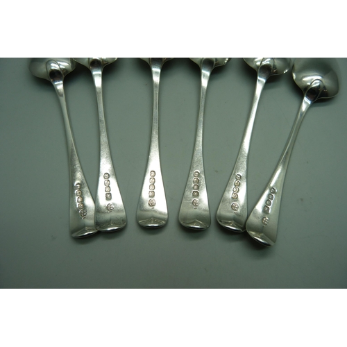 899 - A set of six George III silver spoons, London 1810, Mary & Eliza Summer, 157g