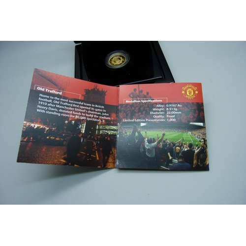 918 - The Royal Mint The Manchester United gold proof medallion 'Old Trafford', 22ct gold, weight 8.513g, ... 