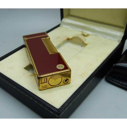 919 - A Dunhill lighter boxed with a Dupont lighter case