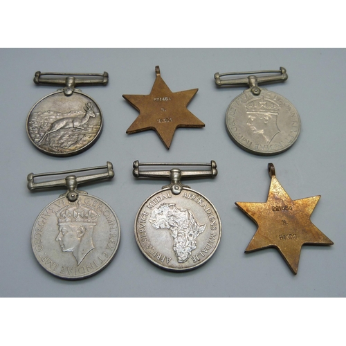 933 - Six World War II medals, four to 221464 N. Hinds and two to W154032 A.M. Hinds