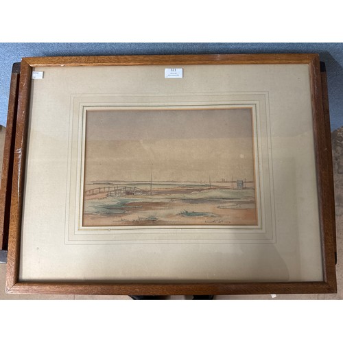 321 - Kenneth Holmes (1902-1944), Blakeney Creek and Marsh, watercolour, framed