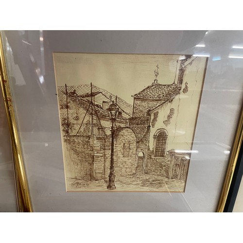 357A - A signed E.J Rogers etching, The Front Square, T.C.D., signed Sue Firth prints, map, etc.