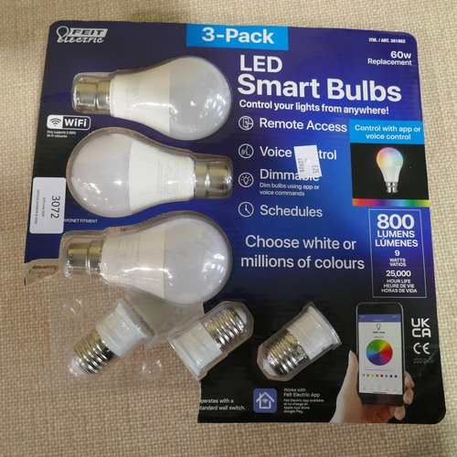 3072 - 2 Packs Of Mixed Bulbs inc Feit Led Smart A60 Wi-Fi Bulb, Conglom Chandelier Filiment Bulb (323-439,... 