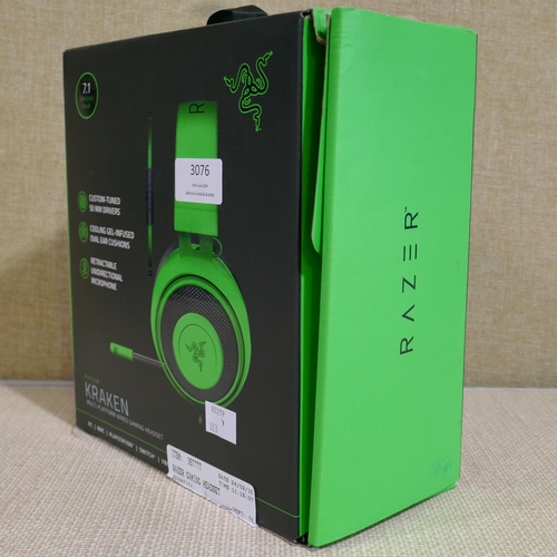 3076 - Razer Kraken Green Gaming Headset  (323-234) *This lot is subject to VAT
