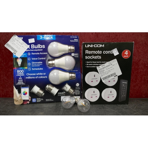 3081 - Feit Led Smart A60 Wi-Fi Bulbs And Unicom Remote Control Sockets (323-436,457) *This lot is subject ... 