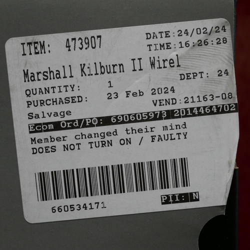 3100 - Marshall Kilburn II Bluetooth Speaker, Original RRP £158.33 + VAT (323-77) *This lot is subject to V... 