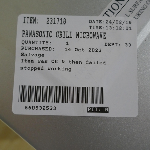 3166 - Panasonic Grill Microwave oven - Model n-Gd37Hsbpq, Original RRP £129.99 + VAT (323-97) *This lot is... 