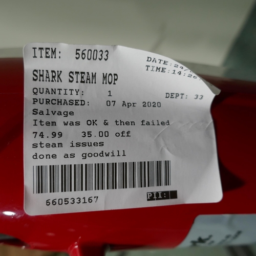 3167 - Shark Steam Mop - Model S6003Ukco    , Original RRP £99.99 + VAT (323-131) *This lot is subject to V... 