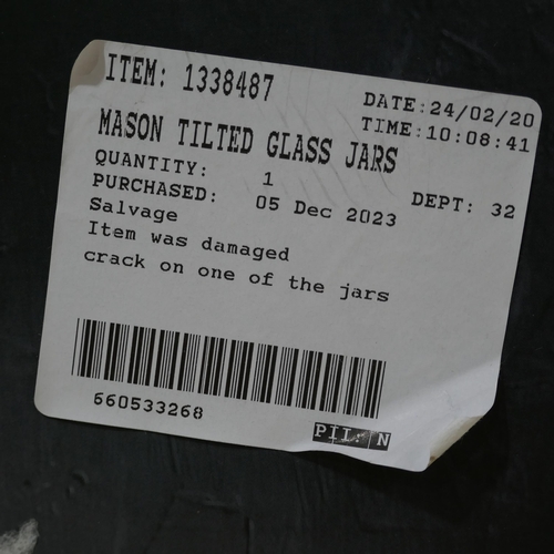 3194 - Mason Tilted Glass Jars (One Cracked) (323-463) *This lot is subject to VAT