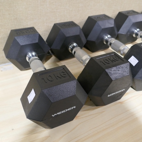 3205 - 5x Mixed Weider Dumbell's - 2x 10KG /3x 12KG, (323-40) *This lot is subject to VAT