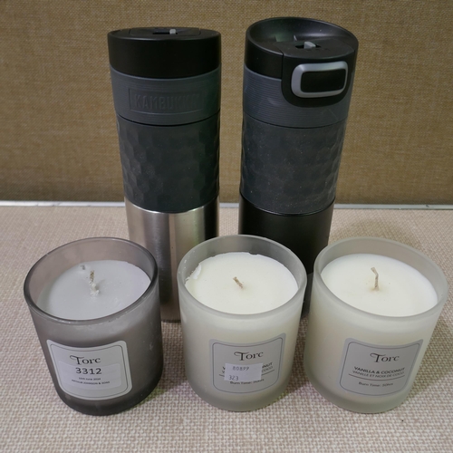 3312 - 2x Kambukka Travel Mugs, 3x Fragrance Candles  (323-395,484) *This lot is subject to VAT