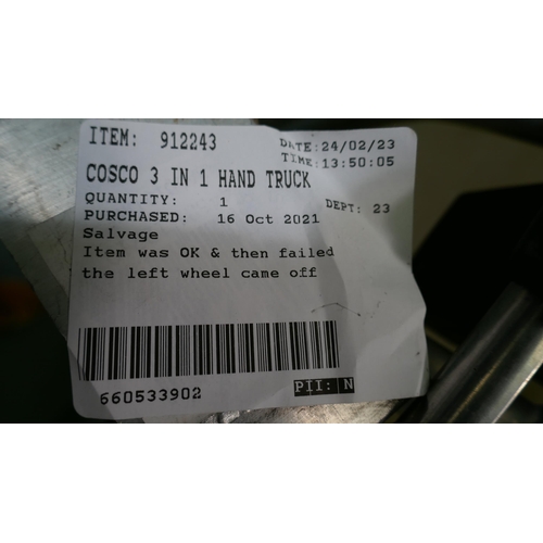 3337 - Costco 3 In 1 Hand Truck  - Damaged Wheel (323-172) *This lot is subject to VAT