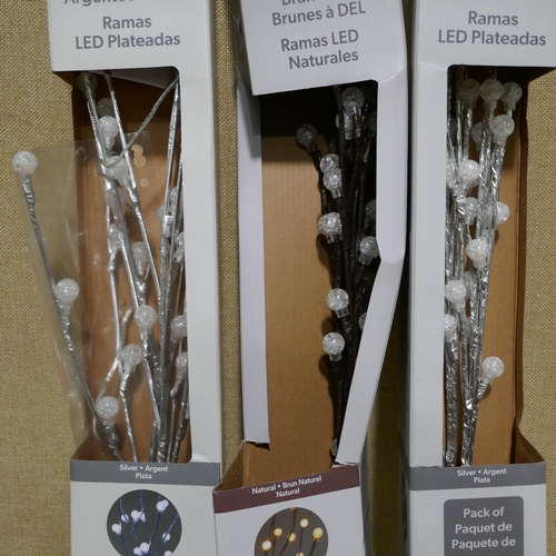 3228 - 3x Led Bubble Branches - Natural/Silver (323-490,495,501,502) *This lot is subject to VAT