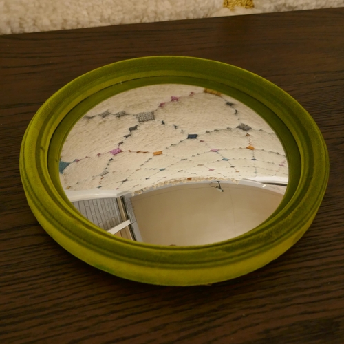 1309 - Set of seven lime green flocked convex mirrors