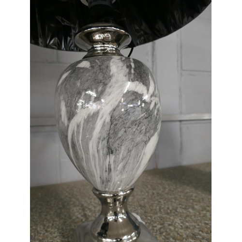 1389 - A black marble effect urn table lamp with black shade, H 62cms (LT057M28)   #