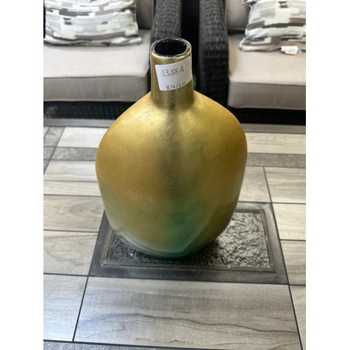 1434 - A Large Green and Gold ombre vase