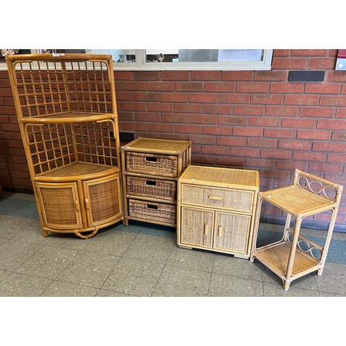 96 - Four pieces of bamboo and rattan occasional furniture