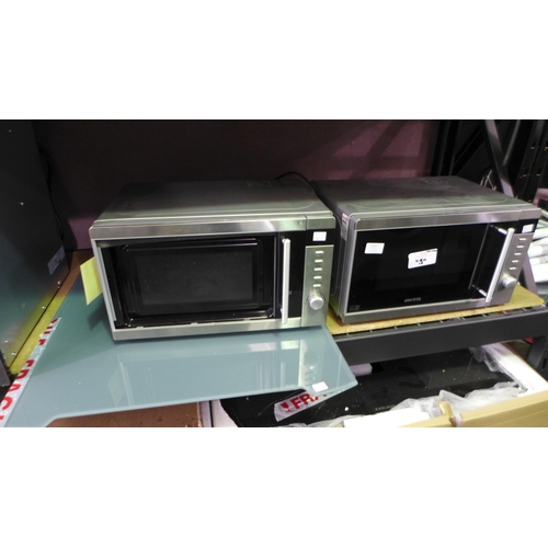 3157 - CDA Curved Grey Glass Splashback and 2 Electriq microwaves - scrap/damaged  (448-76,182) *This lot i... 