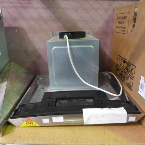 3159 - 3x Mixed Damaged Extractors inc Bosch Glass Chimney Hood, AEG Chimney Hood and Viceroy Angled Glass ... 