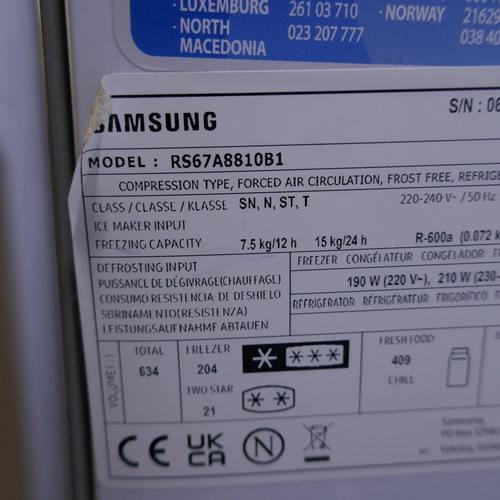 3055 - Samsung American Style Fridge Freezer - Black Stainless, Model RS67A8810B1 H1780xW912xD716  Original... 