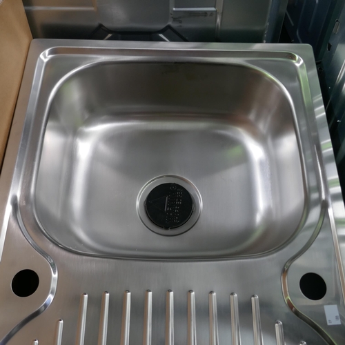 3064 - Stainless steel 1 Bowl sink with drainer  (448-180)   *This lot is subject to vat