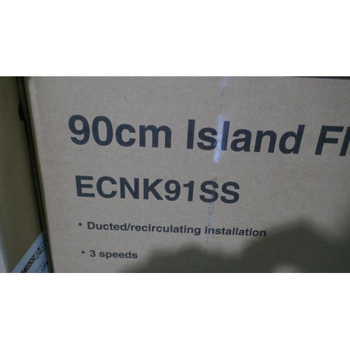 3073 - CDA 90cm Flat Glass Island Cooker Hood, Original RRP £332.5 inc vat (448-98) *This lot is subject to... 