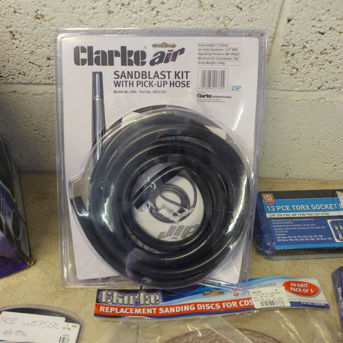 2365 - A Box of Clarke return items including- A Clarke air paraffin gun, sack trolley wheels, air hose, a ... 