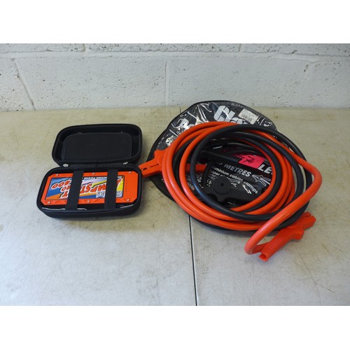 2367 - A Clarke jump start micro 400 multi-function jump start and device charger and a set of Clarke 4.5 m... 