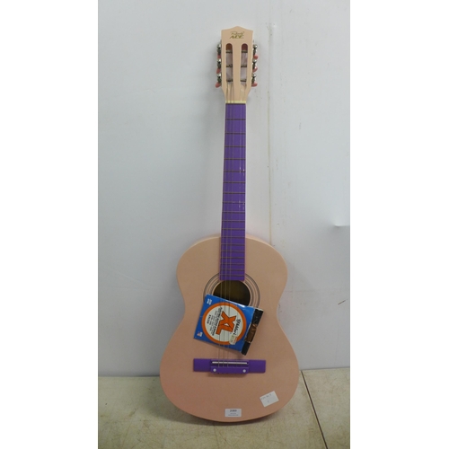 2093B - Two children's acoustic guitars - one boxed Horner folk guitar and one pink Ready Ace guitar with sp... 