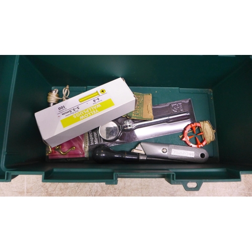 2036 - Four tool boxes (Tuffstuff, Stanley and two others) filled with various screws, a box of Fischer exp... 
