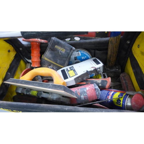 2040 - A large quantity of plastering equipment including a Stanley tool bag, a Huijia tool bag, a set of t... 