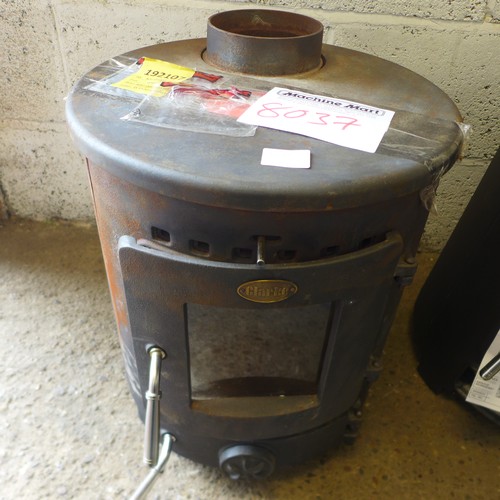 2202 - Two Clarke cast metal solid fuel burning stoves (8037/8038) * this lot is sold as scrap + VAT*