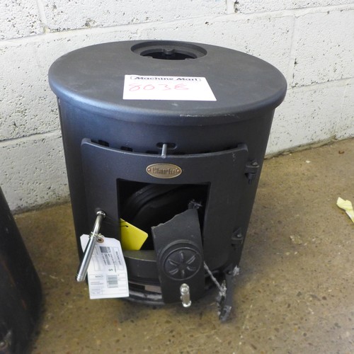 2202 - Two Clarke cast metal solid fuel burning stoves (8037/8038) * this lot is sold as scrap + VAT*