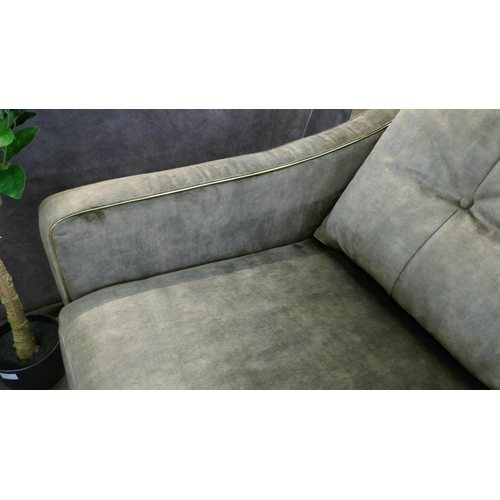 1313 - A moss velvet 4 seater sofa with gold trim  * This lot is subject to VAT