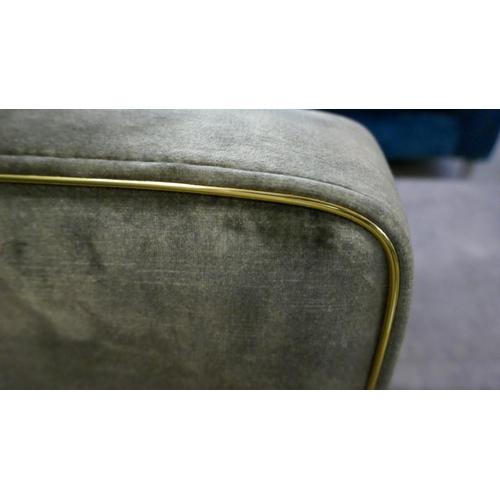 1313 - A moss velvet 4 seater sofa with gold trim  * This lot is subject to VAT