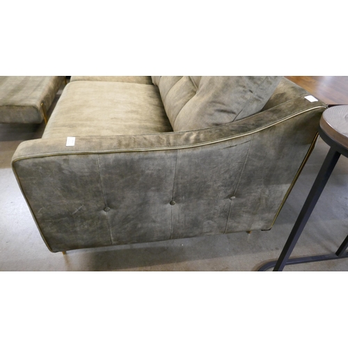 1313 - A moss velvet 4 seater sofa with gold trim  * This lot is subject to VAT