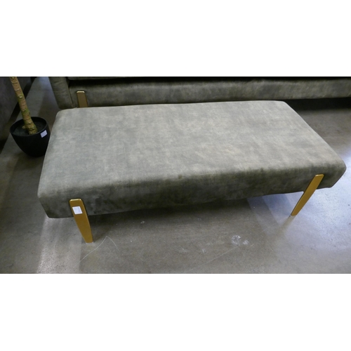 1313 - A moss velvet 4 seater sofa with gold trim  * This lot is subject to VAT