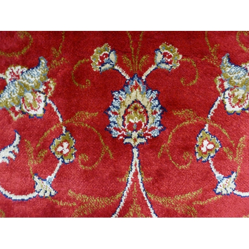 1319 - A Red ground full pile cashmere floral design rug (230x160cm)