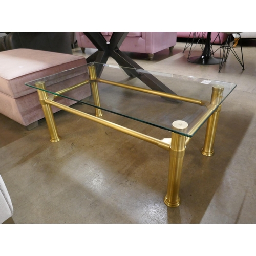 1360 - Solid brass and glass coffee table