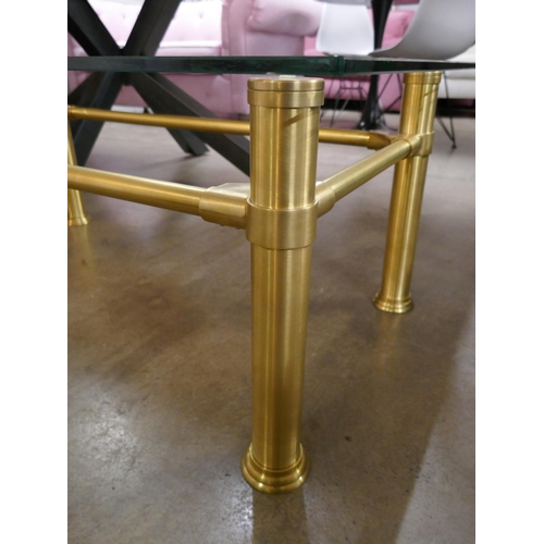 1360 - Solid brass and glass coffee table