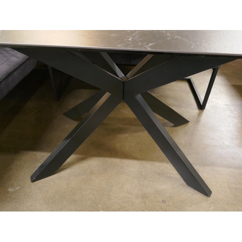 1393 - A black ceramic dining table, a corner bench and a two seater bench  *This lot is subject to VAT