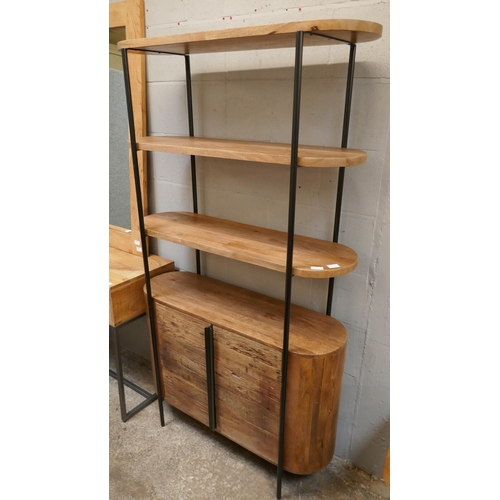 1421A - An oval railway sleeper shelving unit  *This lot is subject to VAT