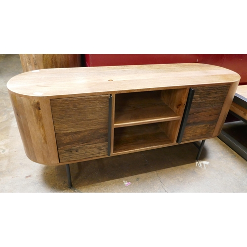 1422 - An oval railway sleeper large TV unit  *This lot is subject to VAT