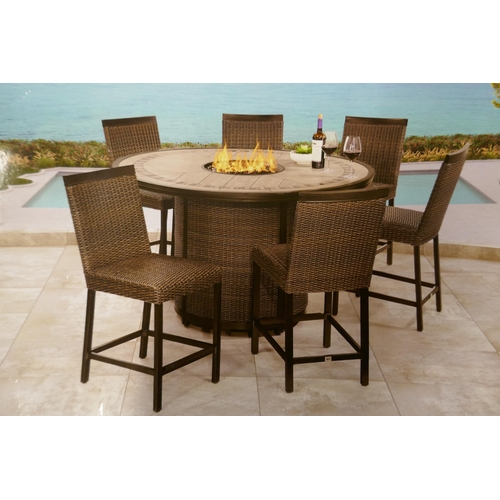 1436 - An Agio Conway seven piece patio set with gas powered fire pit RRP £1917