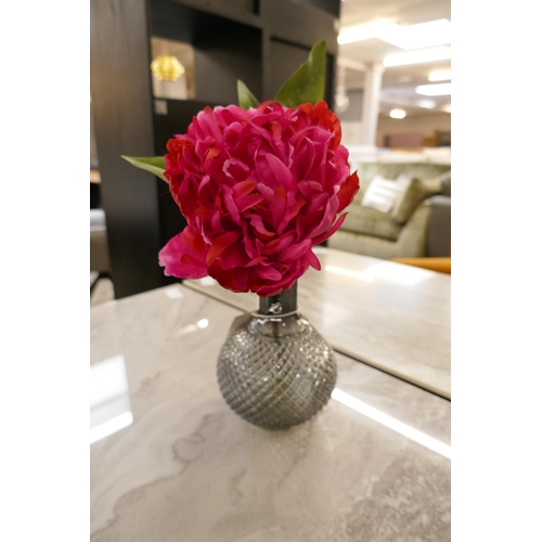 1442 - An artificial pink Peony in a ball vase, H 23cms (50328001)   #
