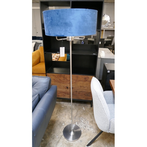 1453 - A Laura Ashley triple floor lamp with blue velvet shade