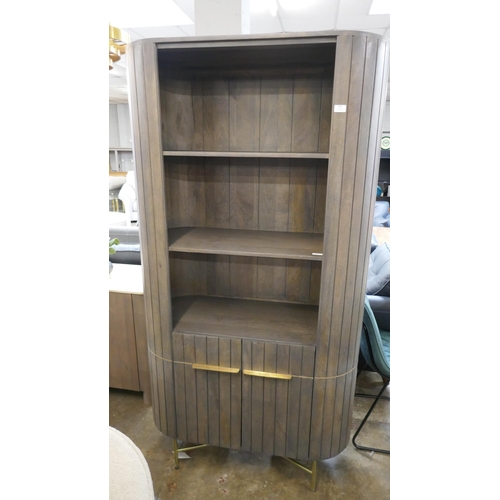 1456 - A grey wash cupboard/bookcase with brass detail  *This lot is subject to VAT