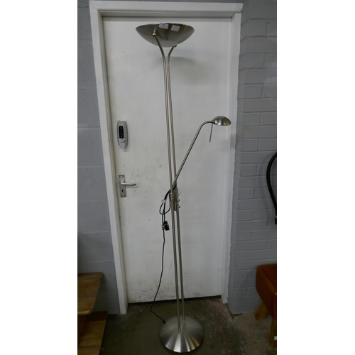 1464 - A silver coloured mother and child floor standing lamp