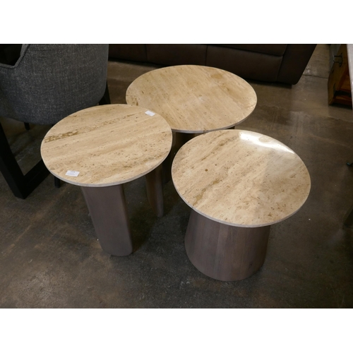 1479 - Three Travertine occasional tables  *This lot is subject to VAT