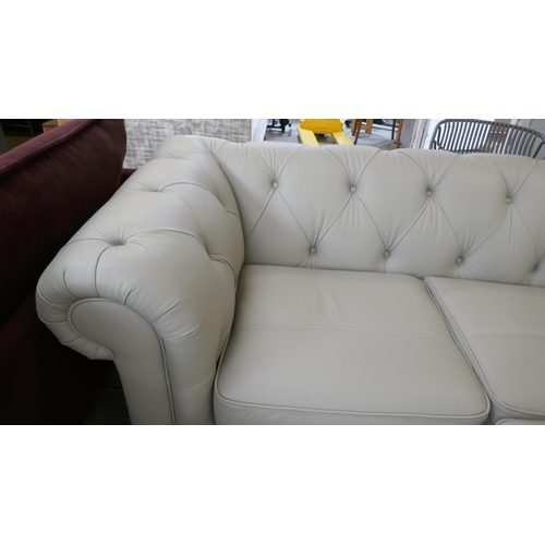 1303 - A grey stone leather Chesterfield corner sofa RRP £2799
